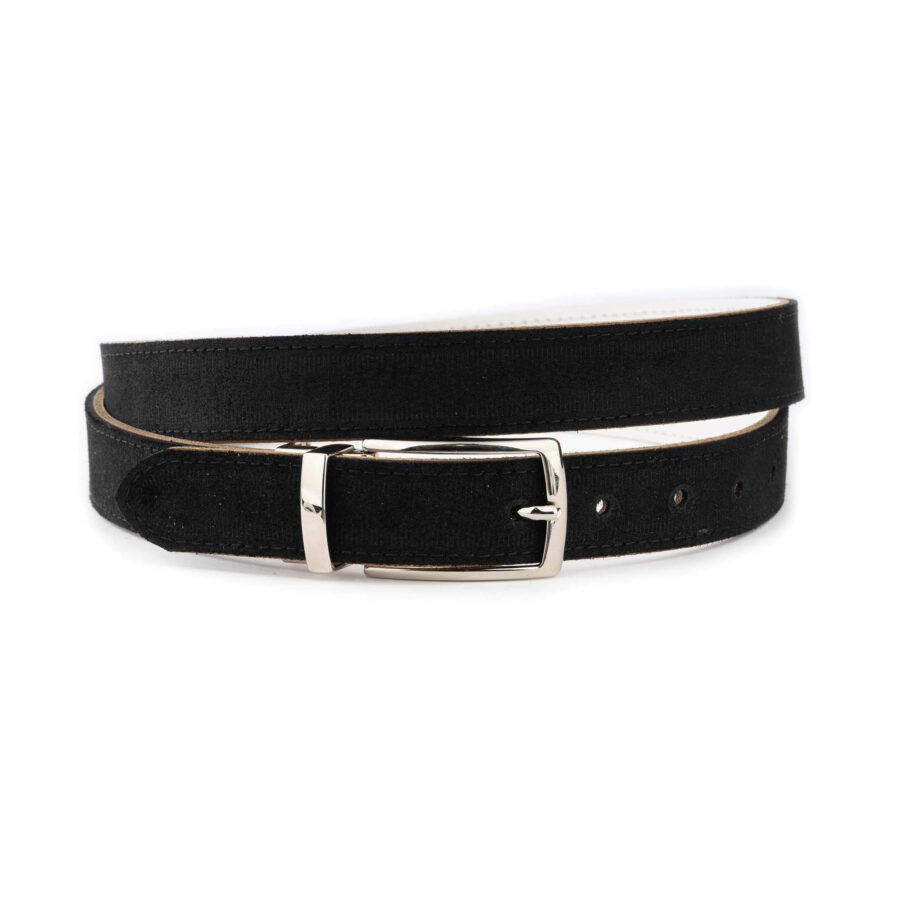 white black mens reversible belt with nickel buckle 6