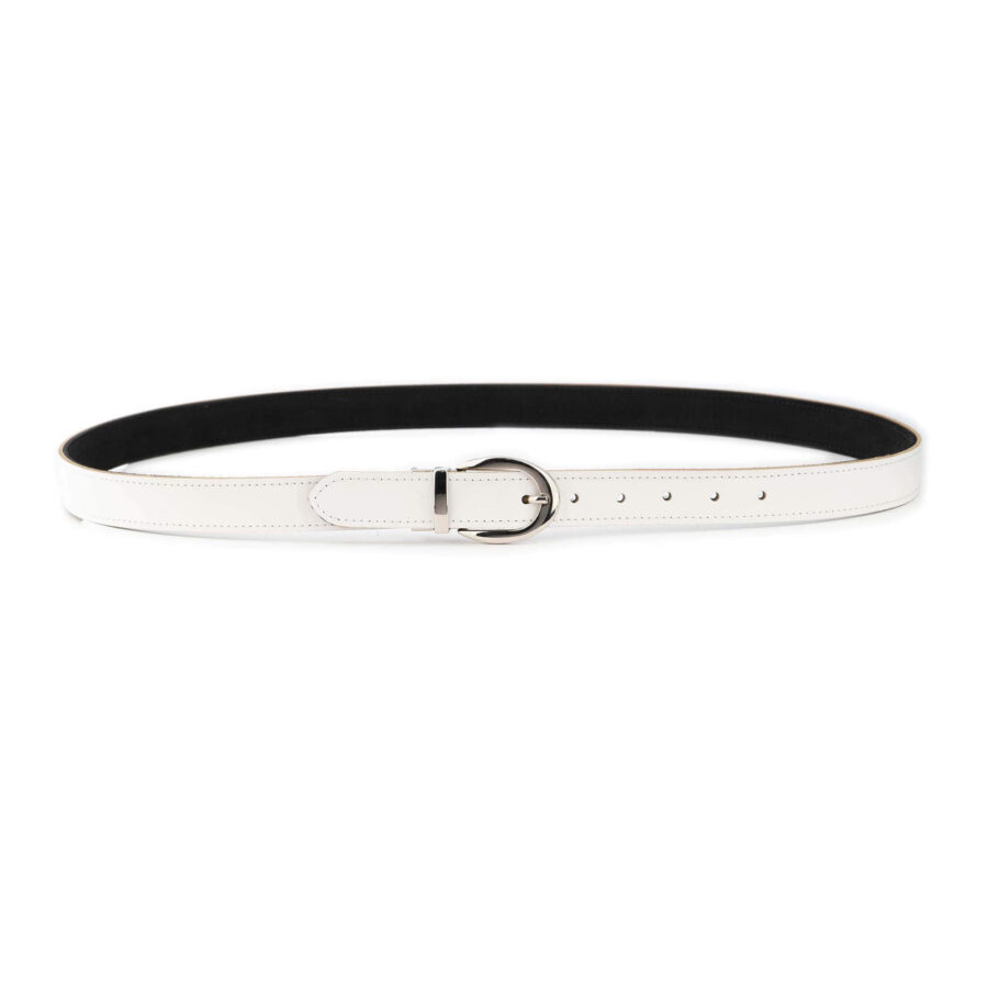 white black womens reversible leather belt oval buckle 5