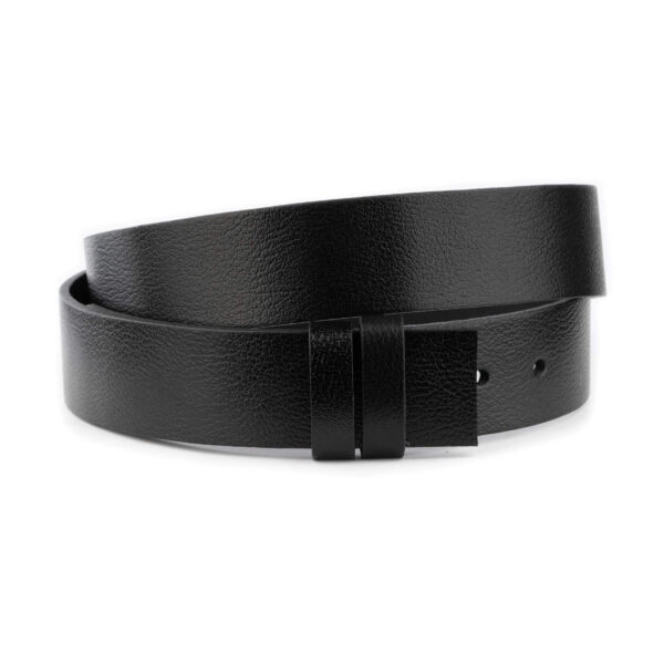 wide black buffalo leather strap for belt 1 1 2 inch adjustable 1 34 22062024 38CUT BUFFBLAC