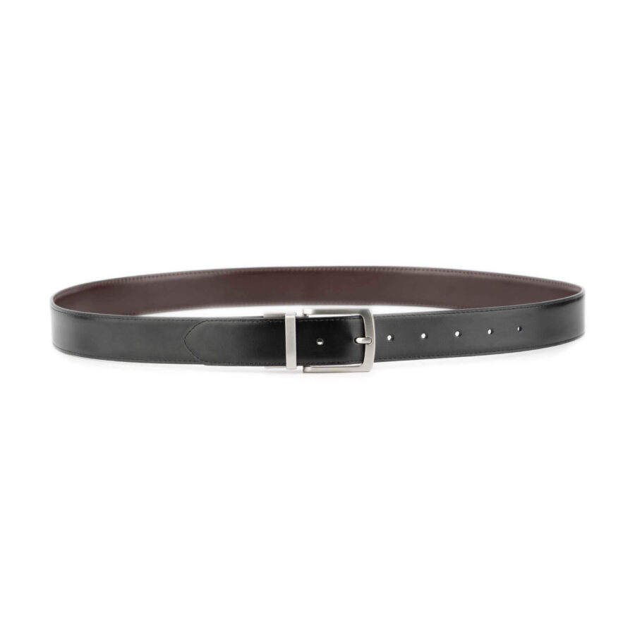 1 1 2 inch reversible mens belt black brown silver buckle 2