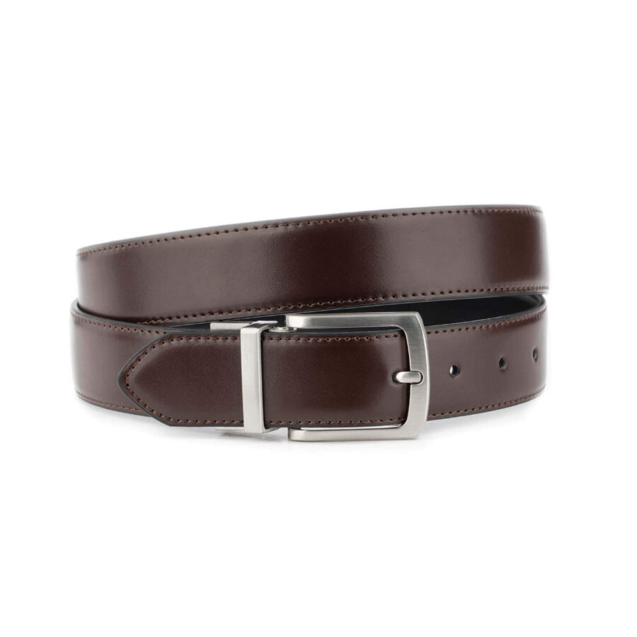 1 1 2 inch reversible mens belt black brown silver buckle 4