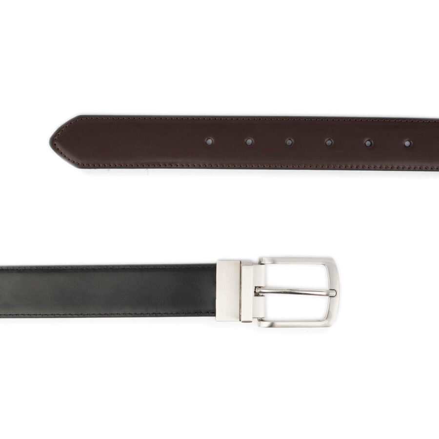 1 1 2 inch reversible mens belt black brown silver buckle 5