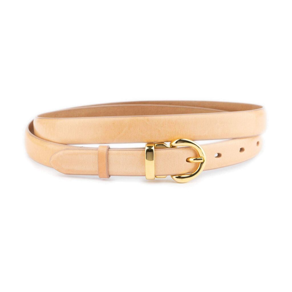 Classic Leather Belt with Golden Buckle
