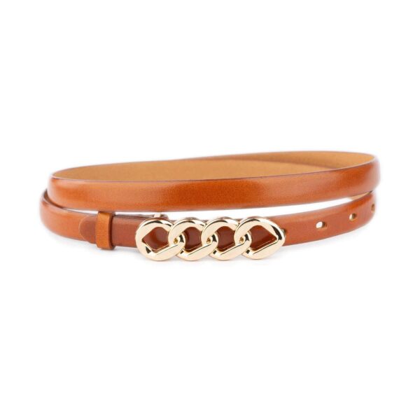 Gold Chain Buckle Belt For Women Cogna Leather 1 12 02092024 AML