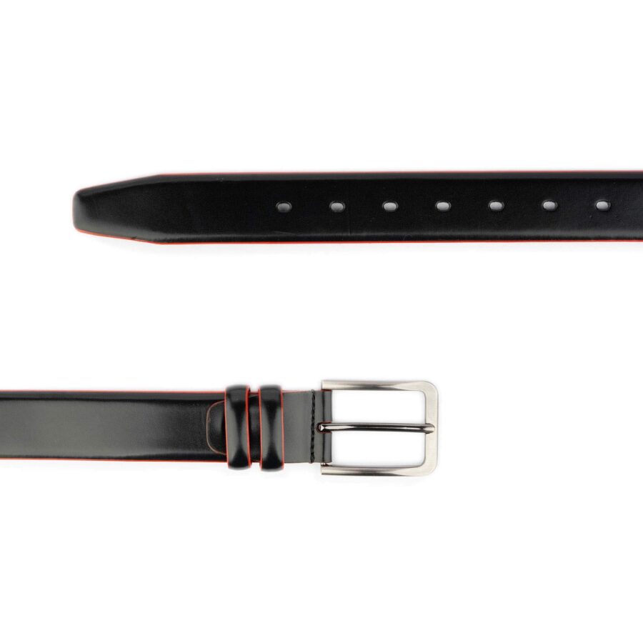 Hand Painted Red Edge Black Belt For Men 2