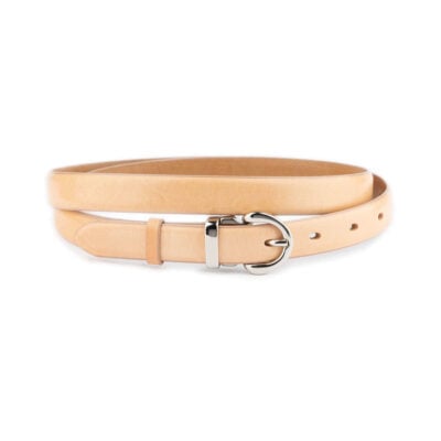 Womens Classic Leather Belt in Natural Nickel Buckle 1 23 02092024 AML