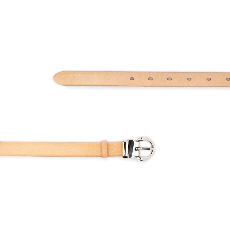 Womens Classic Leather Belt in Natural Nickel Buckle 2