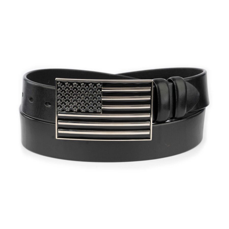 american flag leather belt thick black silver buckle 1 BLASMO 4011 AML NOST