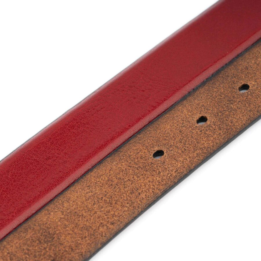 burgundy red belt for men with silver buckle top quality 3