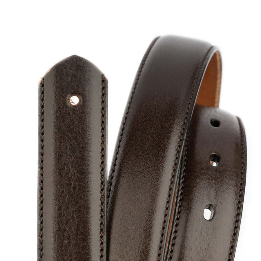 dark brown leather strap for belt mens premade hole 2