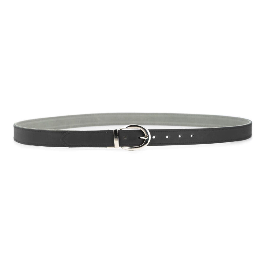 ladies reversible belt gray suede leather black silver buckle 3