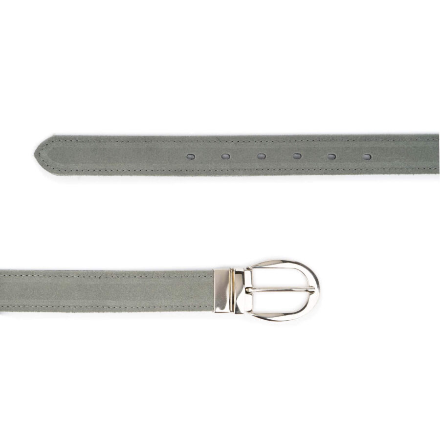 ladies reversible belt gray suede leather black silver buckle 4