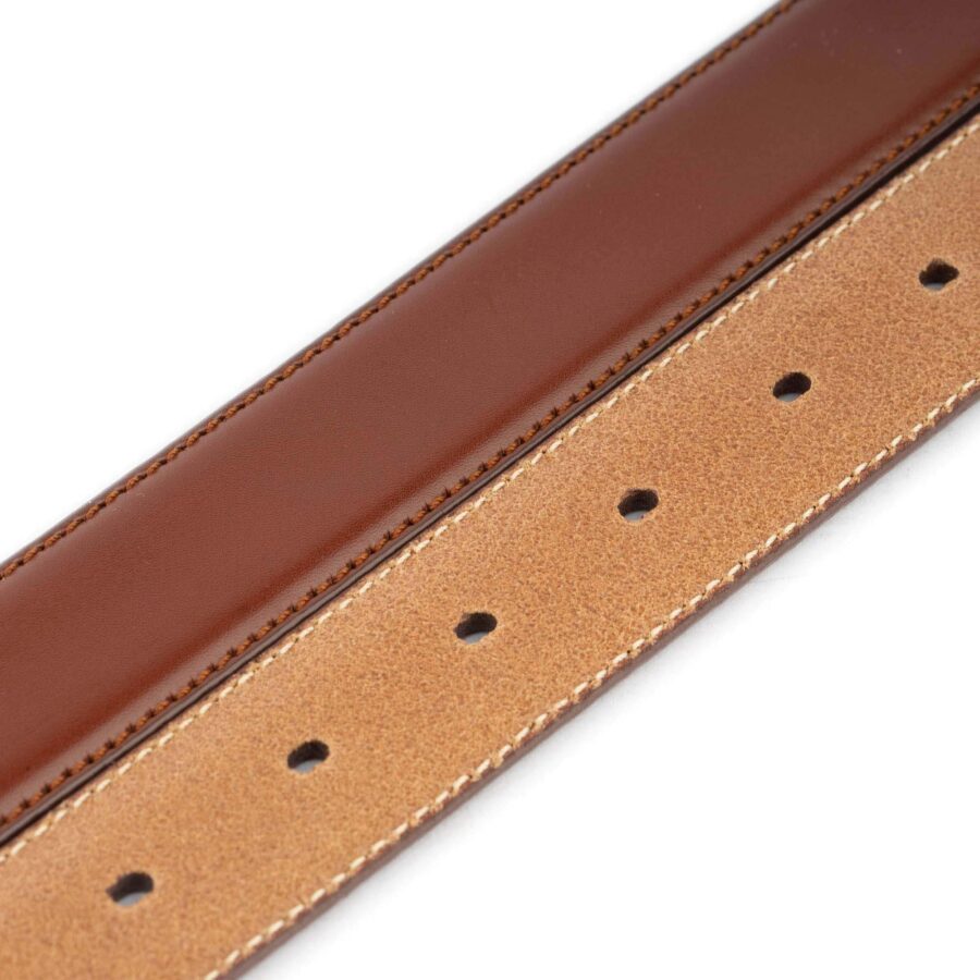 mens light brown dress belt with stitching 1 3 8 inch 3