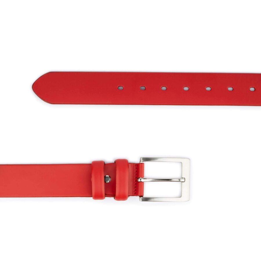 mens red belt thick leather full grain 4 0 cm wide 2