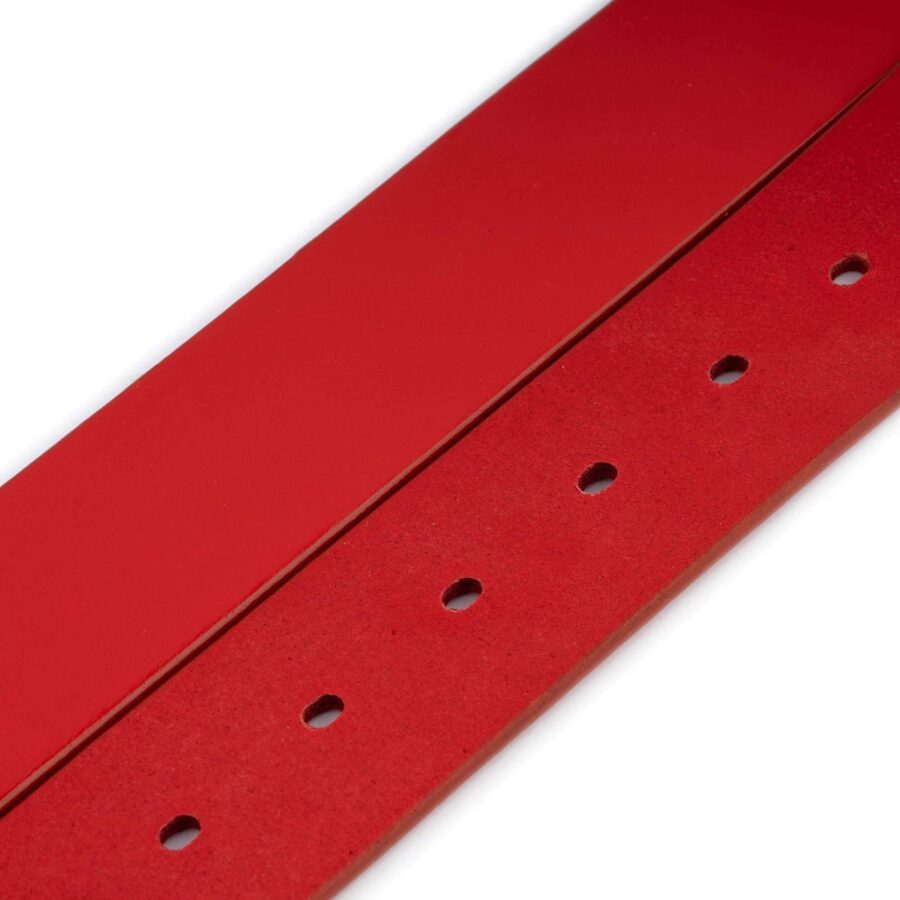 mens red belt thick leather full grain 4 0 cm wide 3