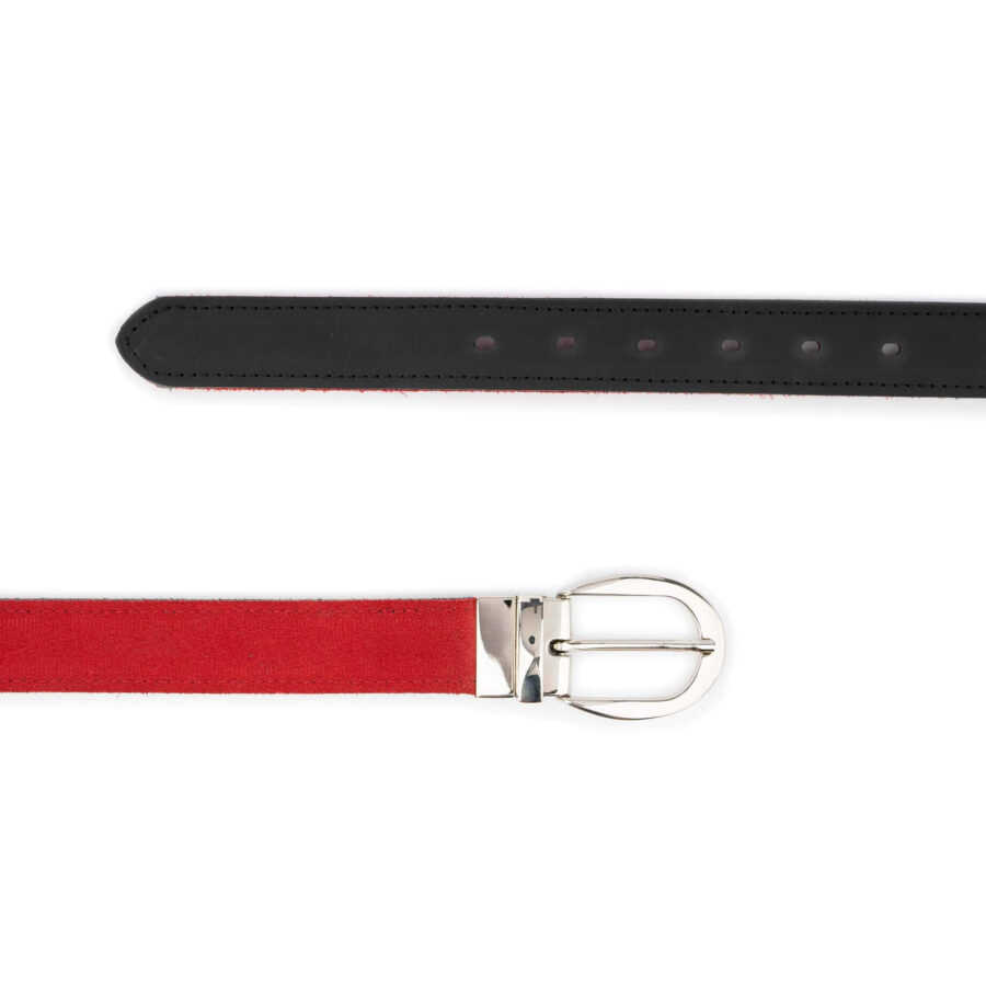 red black suede womens reversible leather belt 3