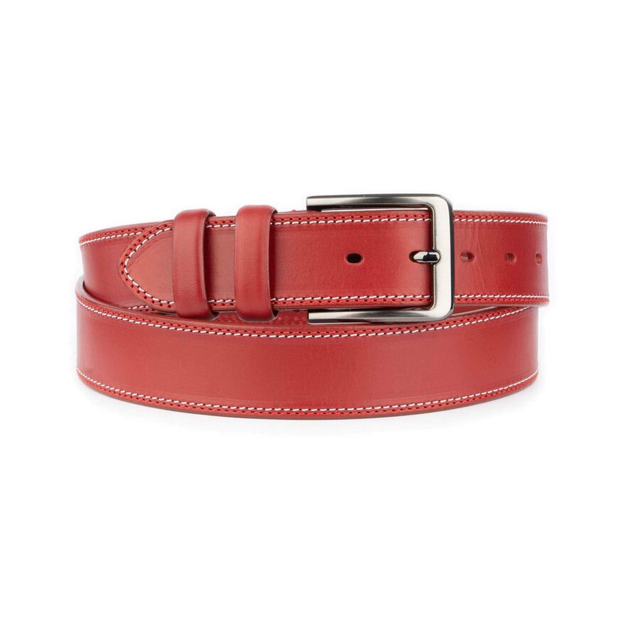 red mens denim belt thick leather 1 REDSTIT 4032 AML