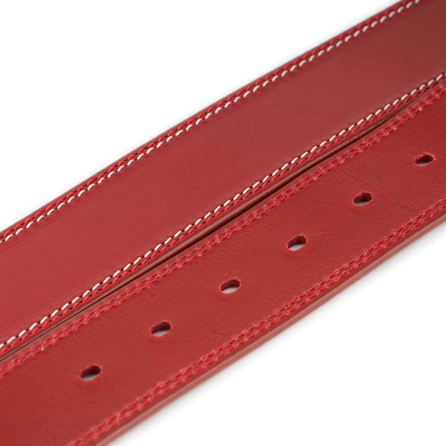 red mens denim belt thick leather 3