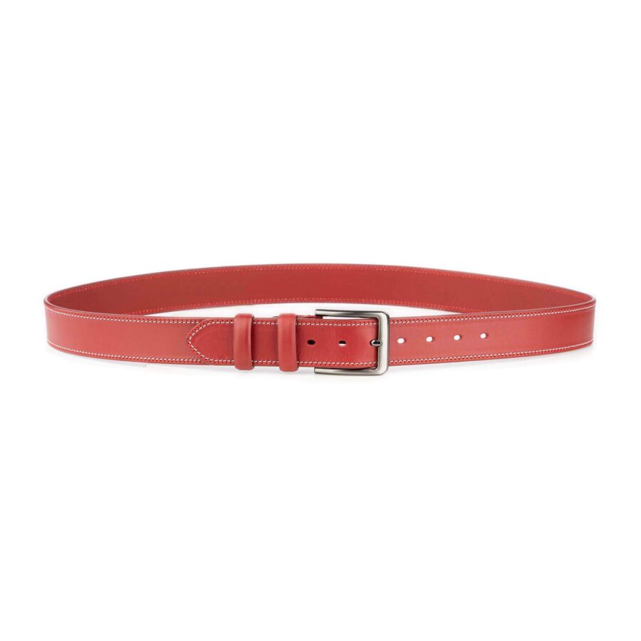 red mens denim belt thick leather 4