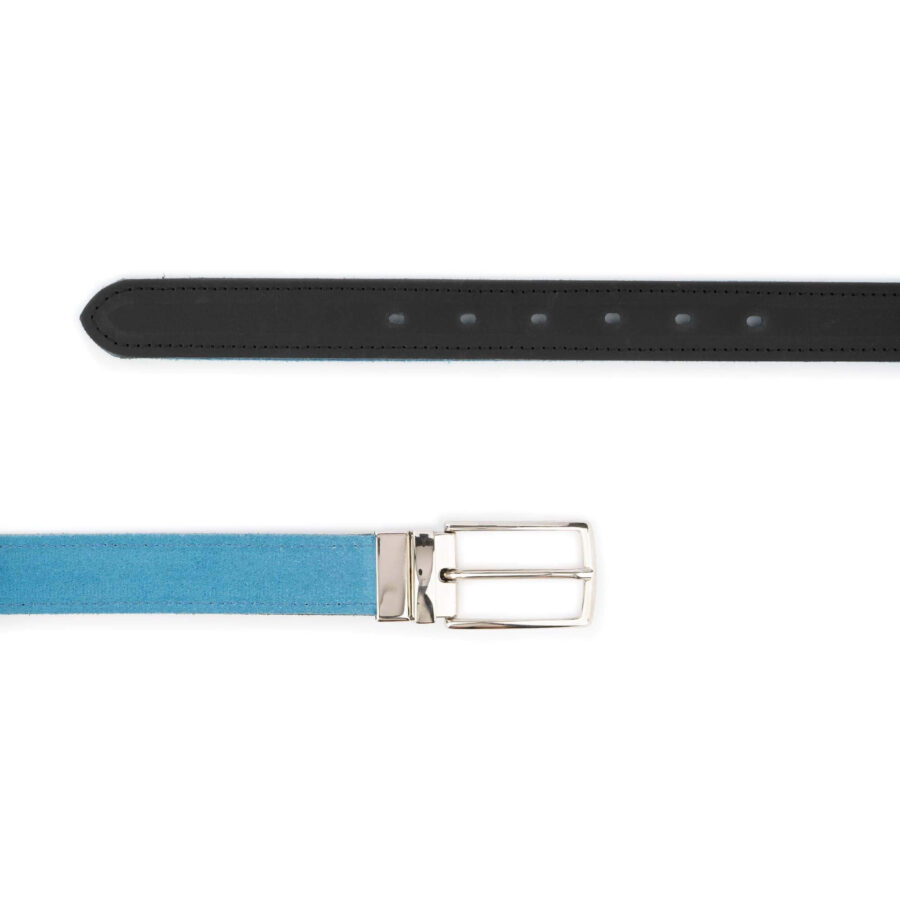 sky blue suede reversible belt mens genuine leather 3