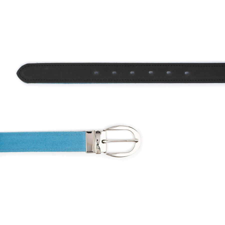 sky blue suede reversible belt women real leather 3