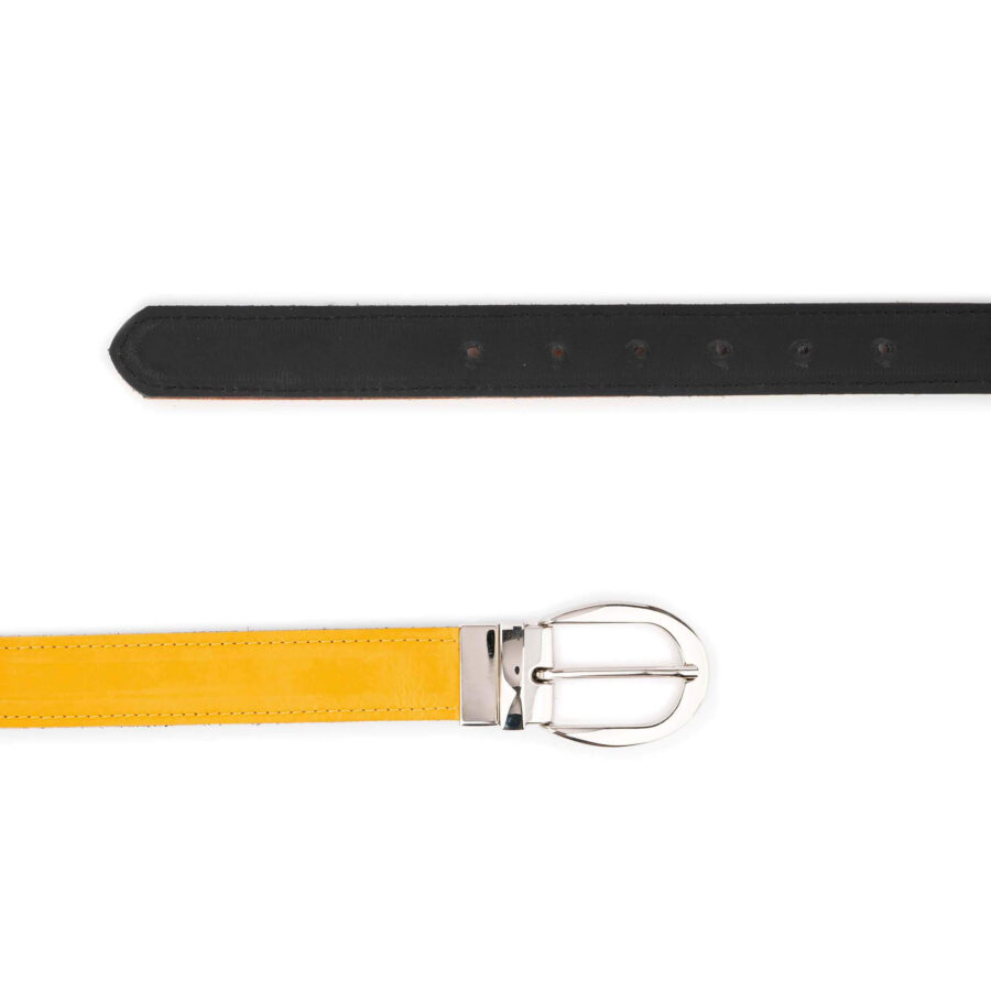 yellow black ladies reversible belt genuine leather 2