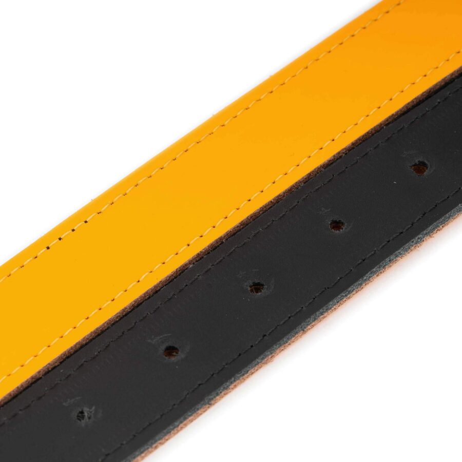 yellow black ladies reversible belt genuine leather 4