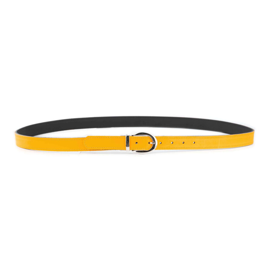 yellow black ladies reversible belt genuine leather 5