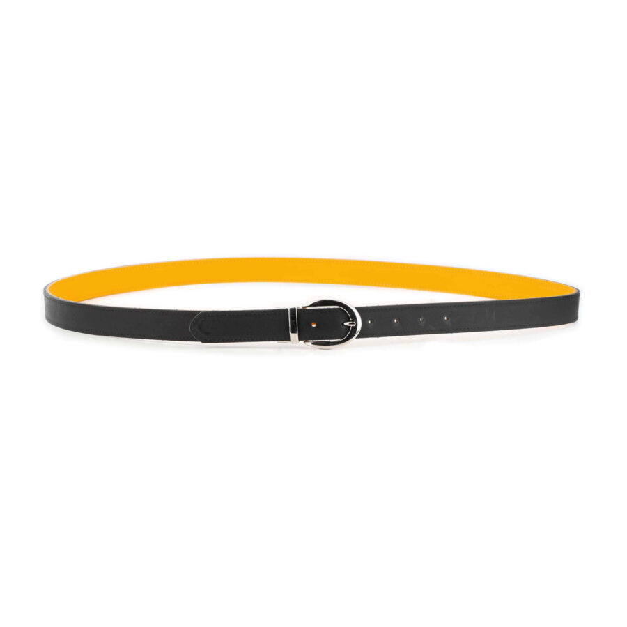 yellow black ladies reversible belt genuine leather 6