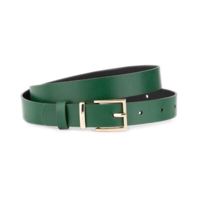 1 inch womens green belt with gold buckle real leather 1 30102024 25 WELI GREEGD