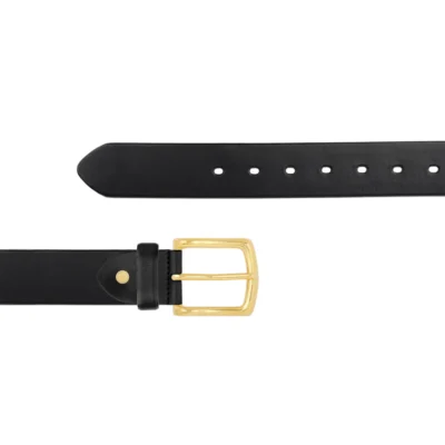 Belt For Jeans Brass Gold Buckle Full Grain Leather JEANS 40 GOLBRA BLAFGL AML10