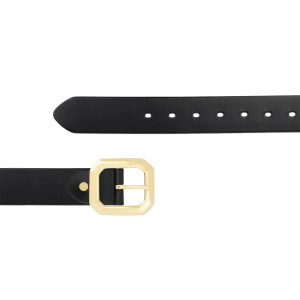 Belt For Jeans Gold Brass Octagon Buckle JEANS 40 OCTAGD BLAFGL AML26