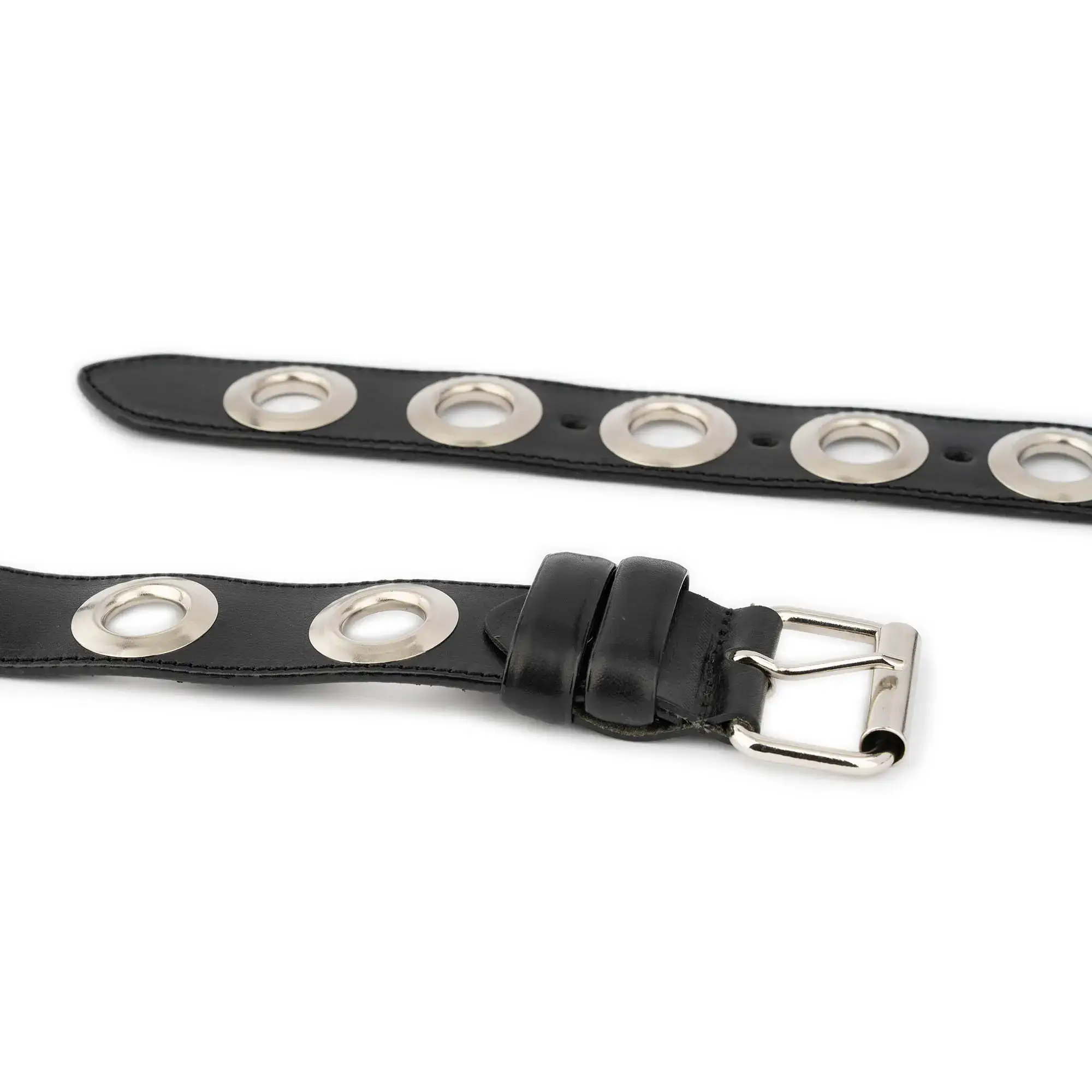 Streets Ahead Grommet Studded Leather Belt (Model 15011) Size M Beltiscool Silver Star Grommets Studded Leather Jean Belt  main image 2