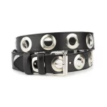 Buy Black Full Grain Leather Grommet Belt – 1.5 Inch Thick with
