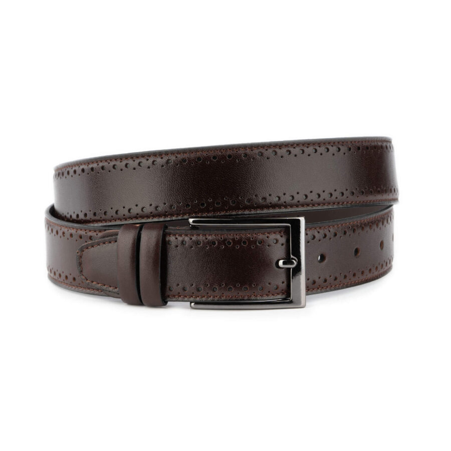 Mens Dress Belt with Brogue Detailing dark brown 1 18092024 35 DBROW CACH BROG