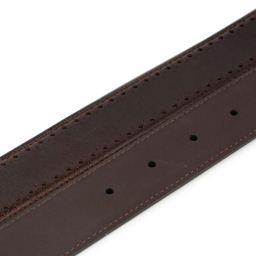 Mens Dress Belt with Brogue Detailing dark brown 4