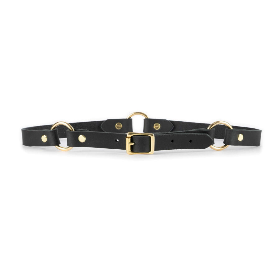 black belt with rings gold buckle brass oiled leather 2 0 cm 2