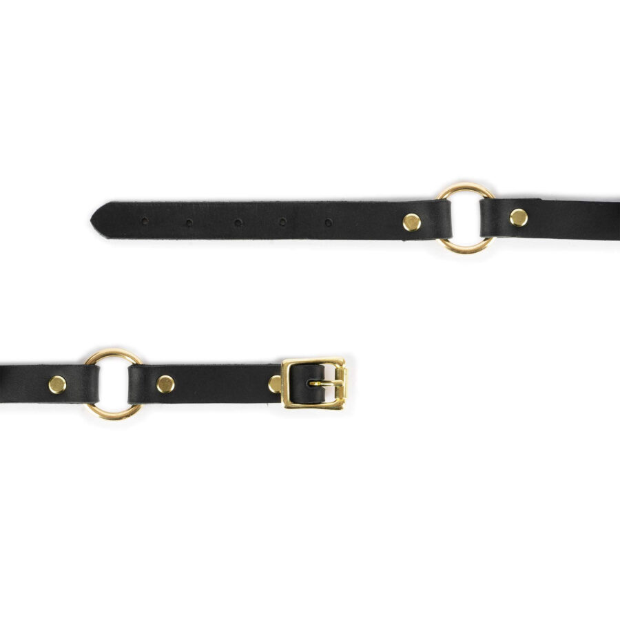 black belt with rings gold buckle brass oiled leather 2 0 cm 3