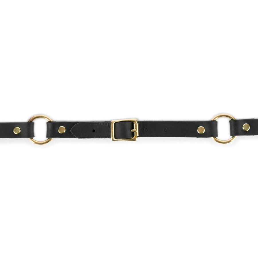 black belt with rings gold buckle brass oiled leather 2 0 cm 4