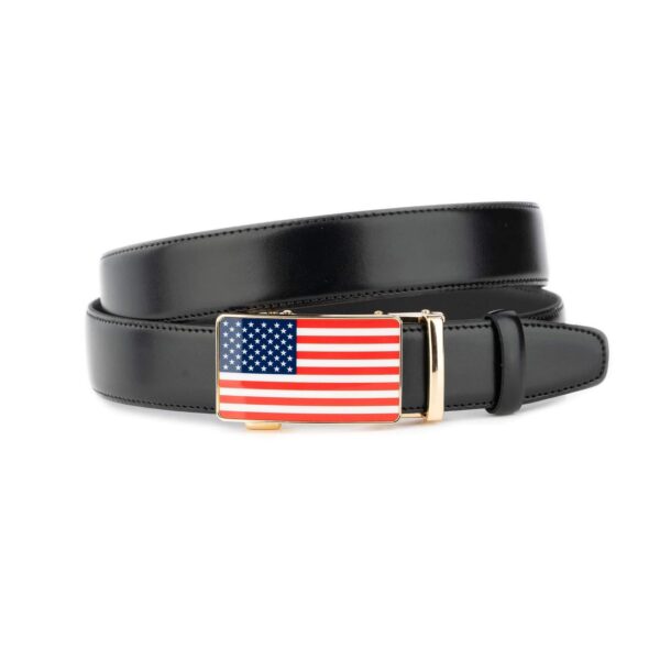 black mens belt ratchet american flag buckle vegan leather 1 30102024 ALI 35 AUT USAGDBLACK