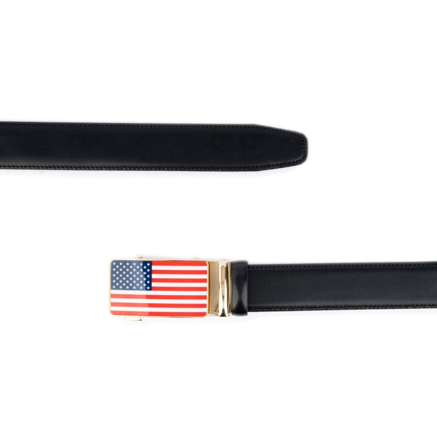 black mens belt ratchet american flag buckle vegan leather 3