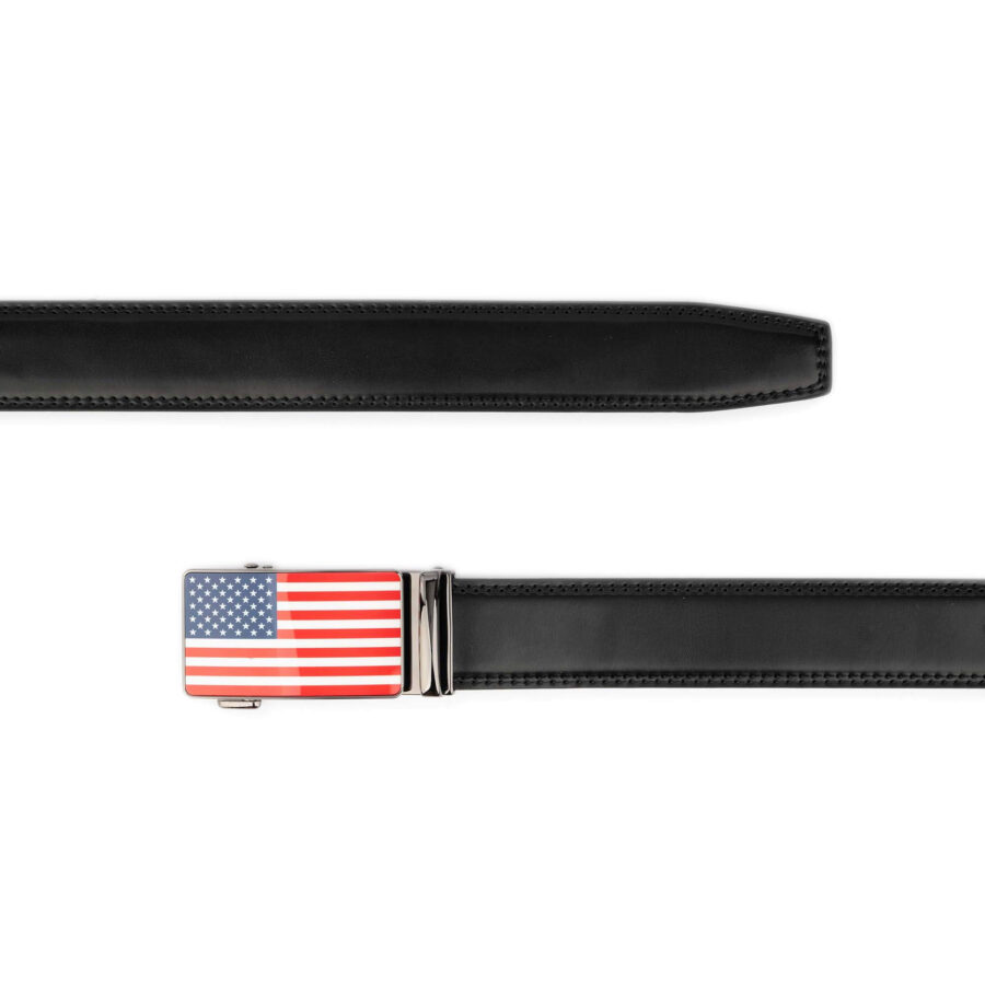 black mens ratchet belt USA flag buckle 2