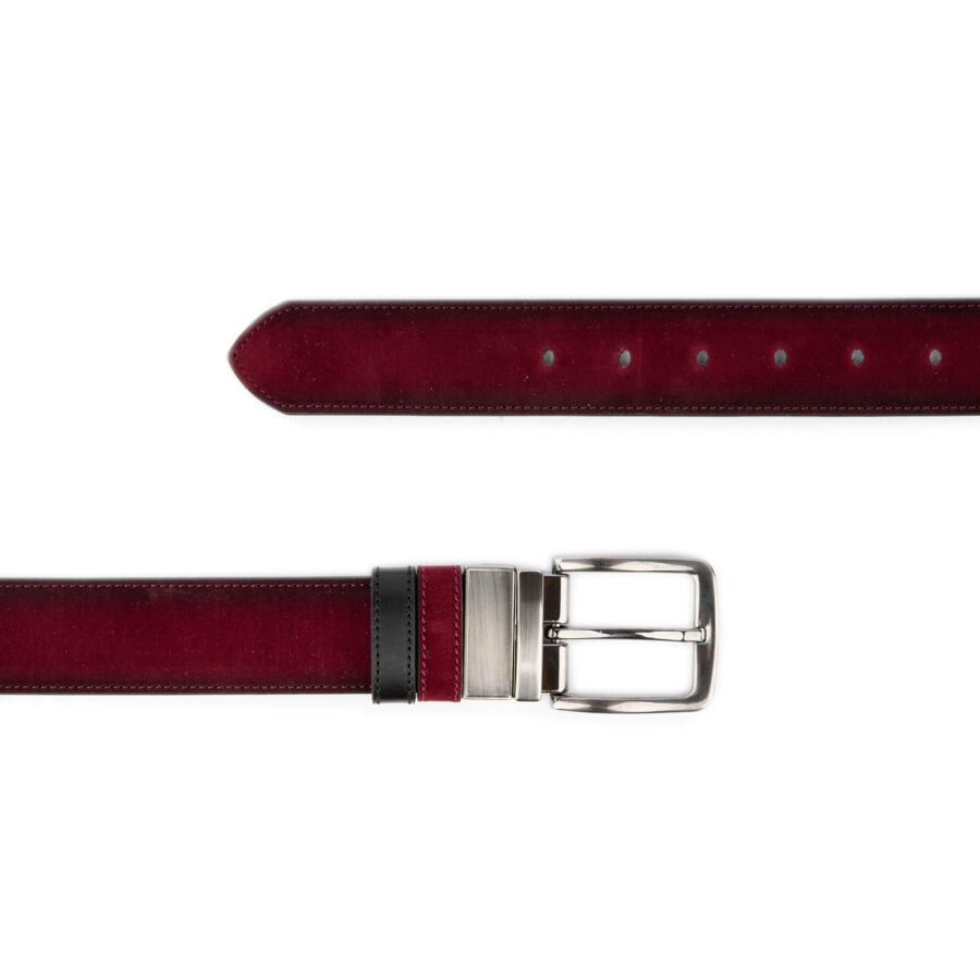 burgundy suede reversible belt vegan leather 3 8 cm 5