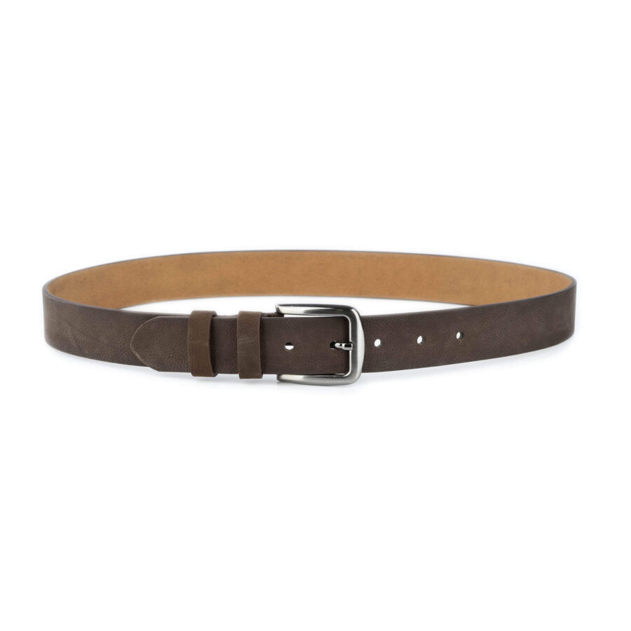 dark brown belt for men casual soft nubuck leather 3 8 cm 4