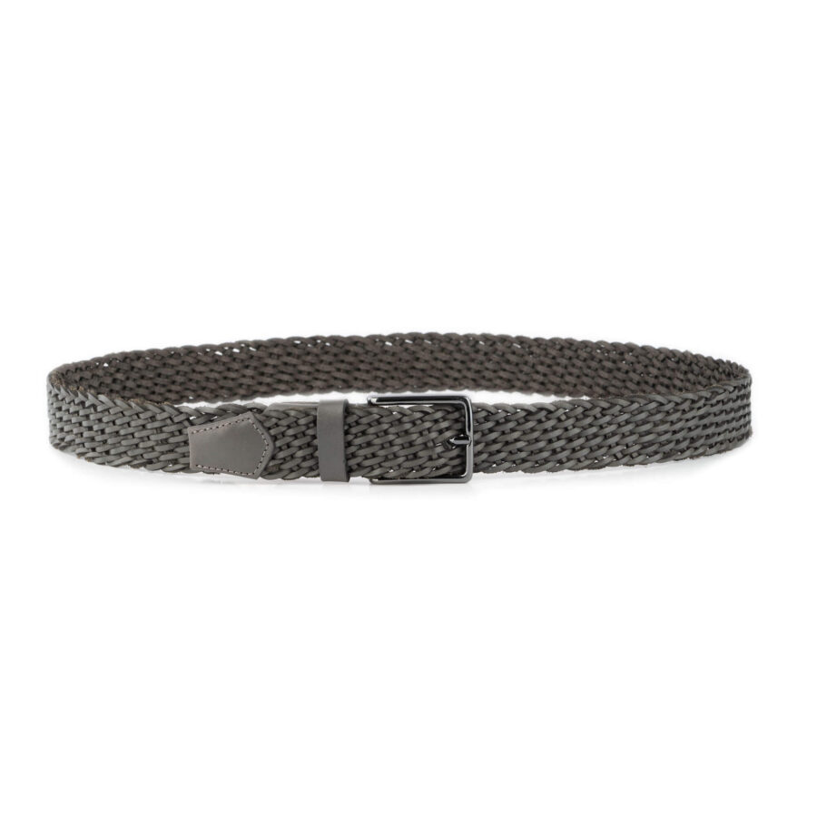 dark gray golf belts for men braided leather top quality 4