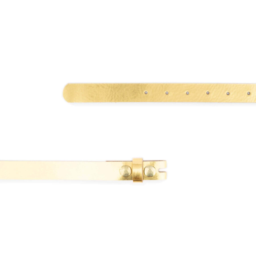 gold leather belt strap with snap buttons 2 0 cm 2