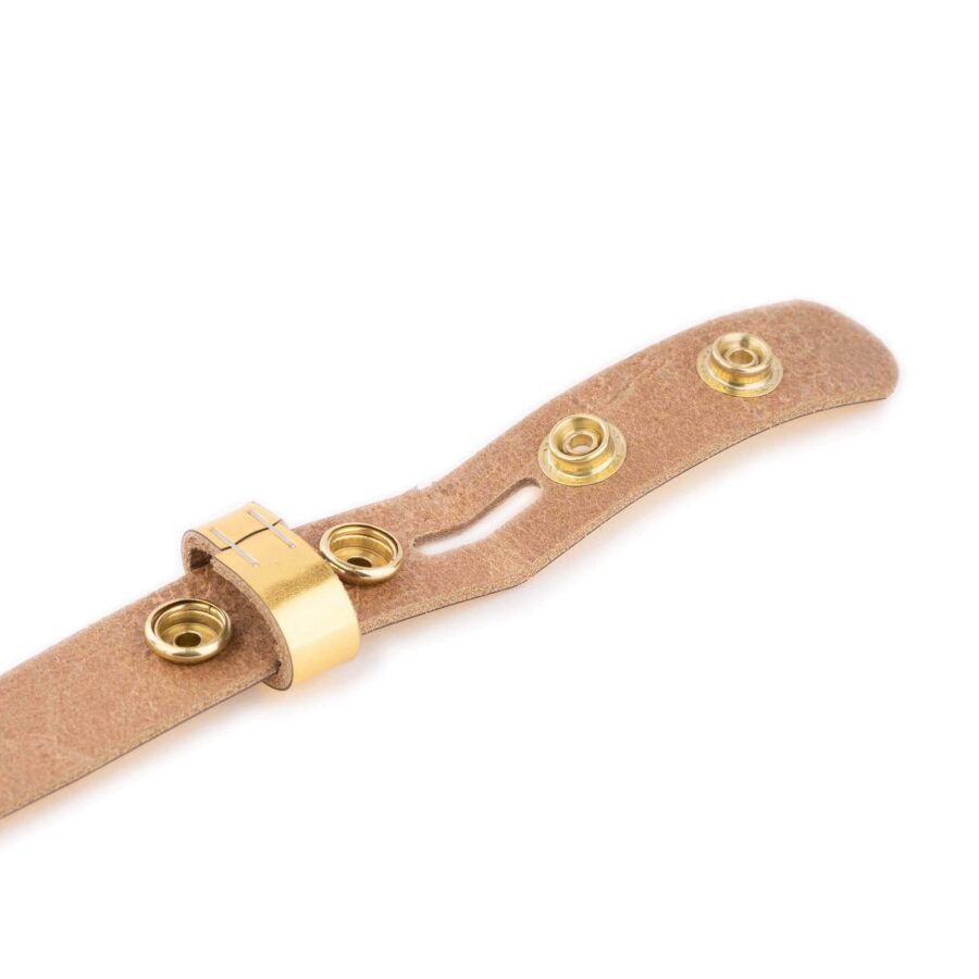 gold leather belt strap with snap buttons 2 0 cm 6