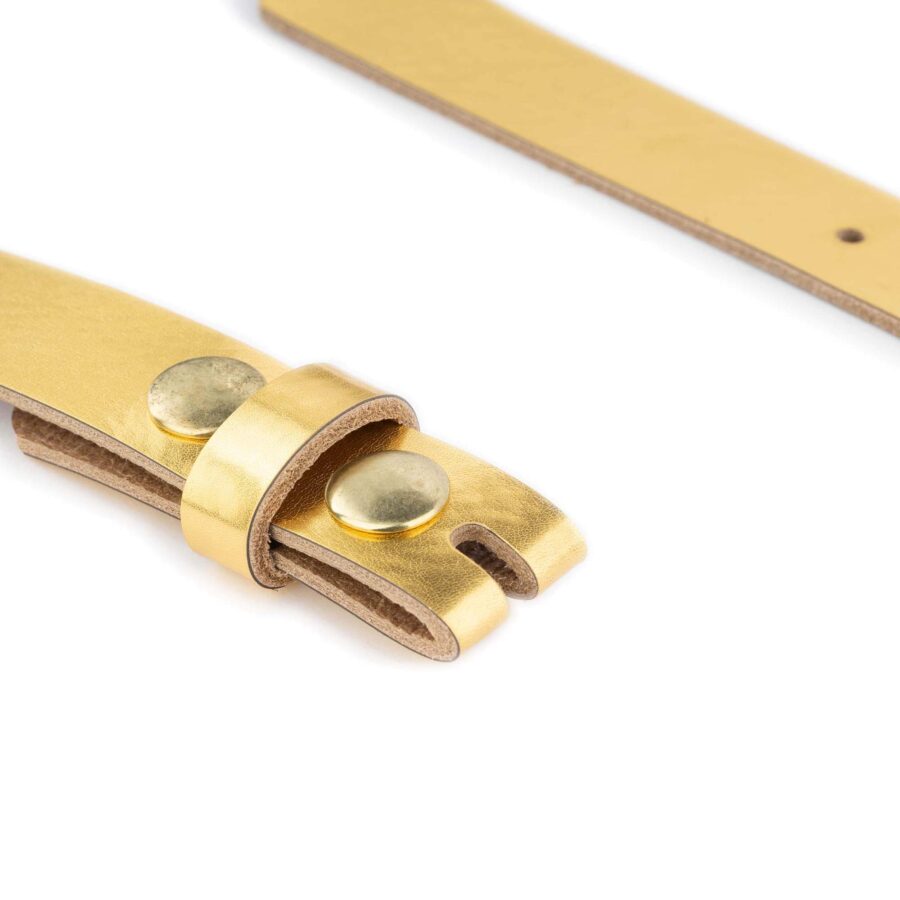 gold leather belt strap with snap buttons 3 0 cm 3