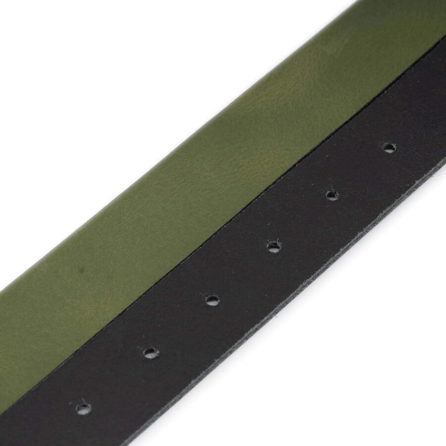 green leather belt with metal tip nickel hardware 3