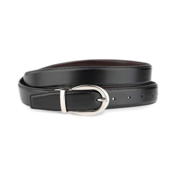 ladies reversible belt black brown vegan leather silver buckle 1 30102024 ALI 30 REVWOM BLACBROW